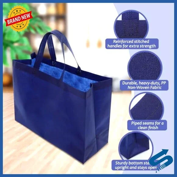 Extra Large Reusable Tote Bags Bulk Non Woven Grocery Shopping Eco Friendly